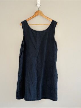 Sabrina Buyterfly Sleeveless Navy Linen Knee Length Dress or Jumper XL